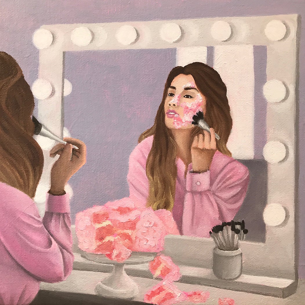 Cake Your Face, 2020, 8 x 8 inches, oil on canvas panel
