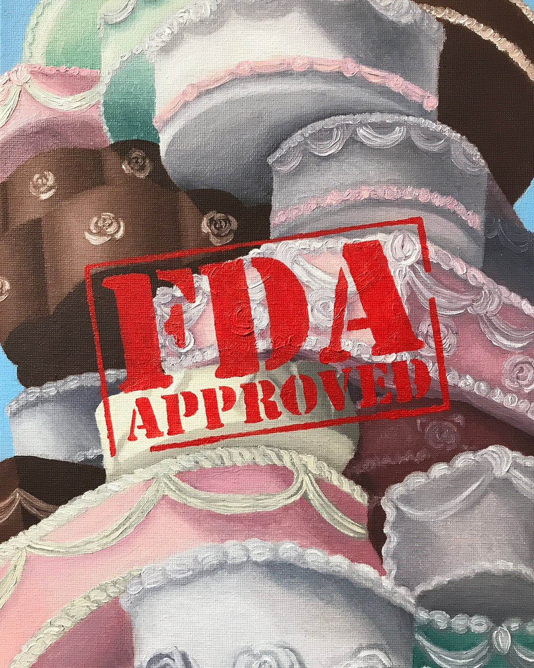 FDA Approved, 2020, 12 x 9 inches, oil on canvas panel