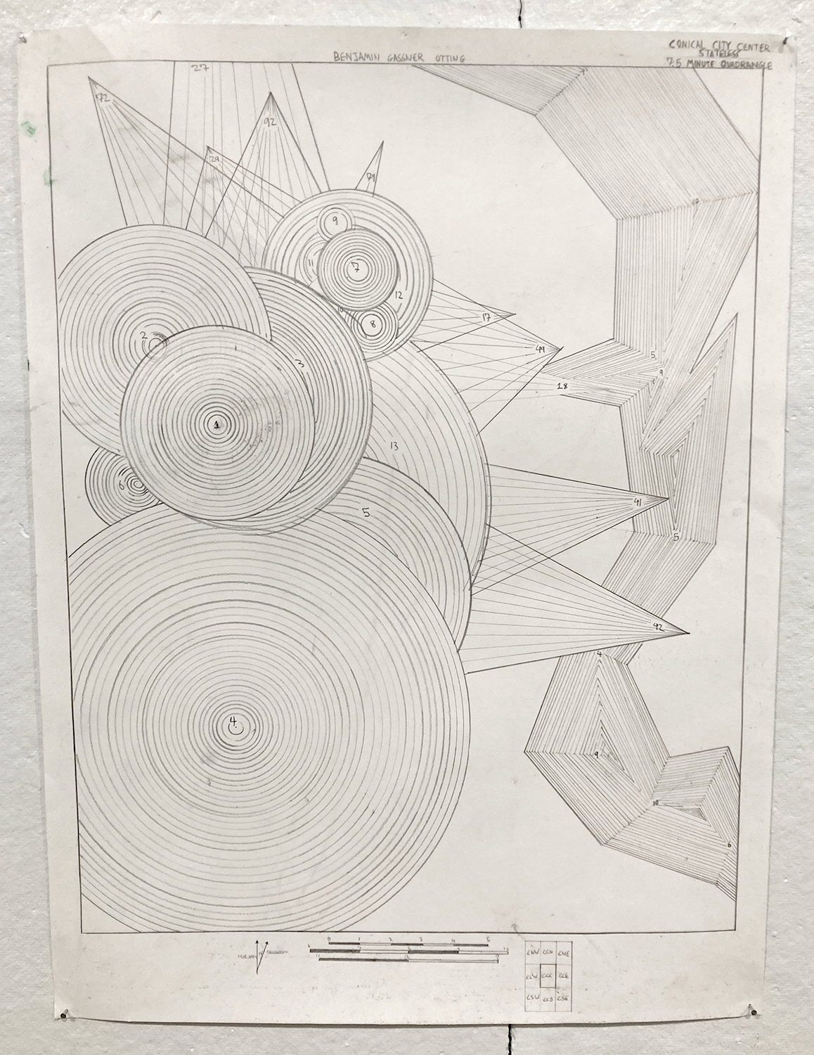 concical drawing, pencil on paper