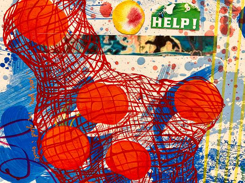 Close up of artwork by Charlotte Cambor