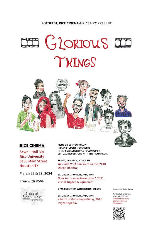 Glorious Things promotional flyer listing film series information