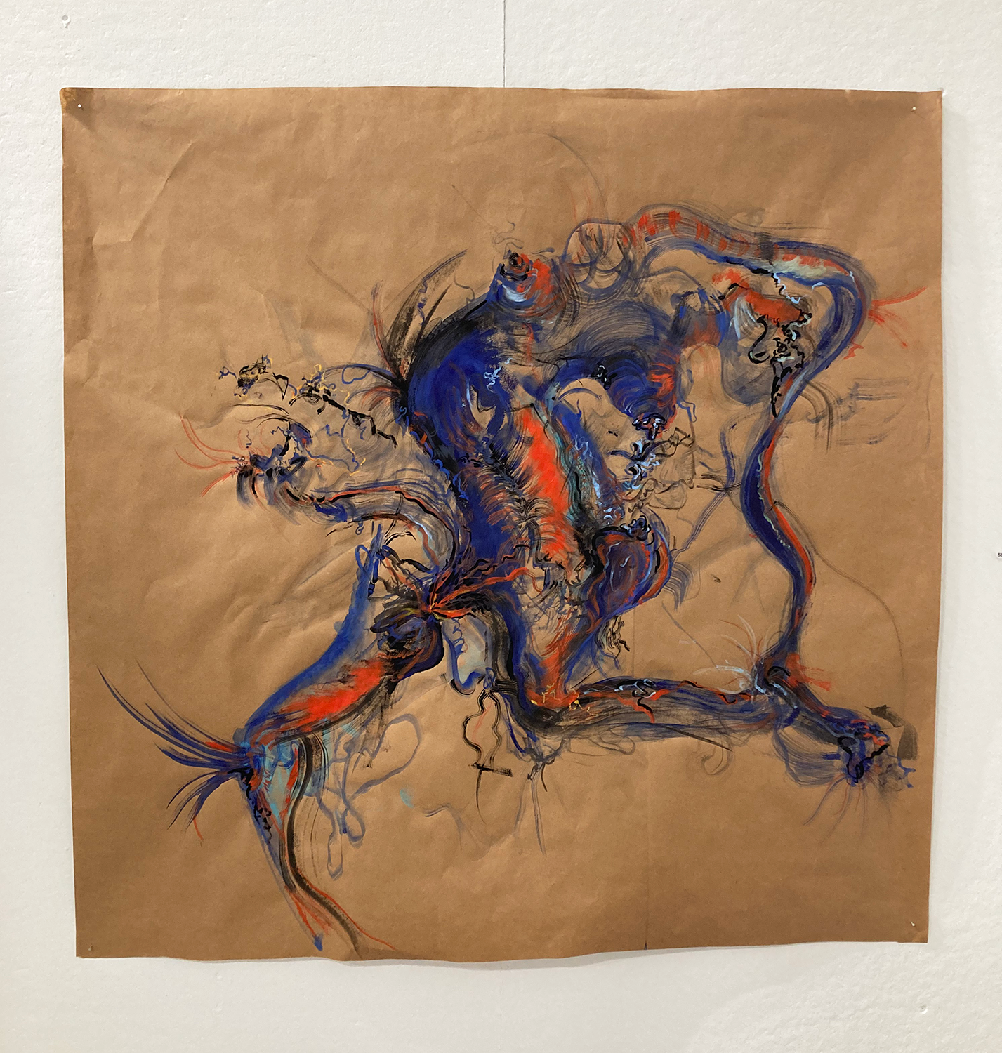 Abstract painting on butcher paper by Naomi Doron