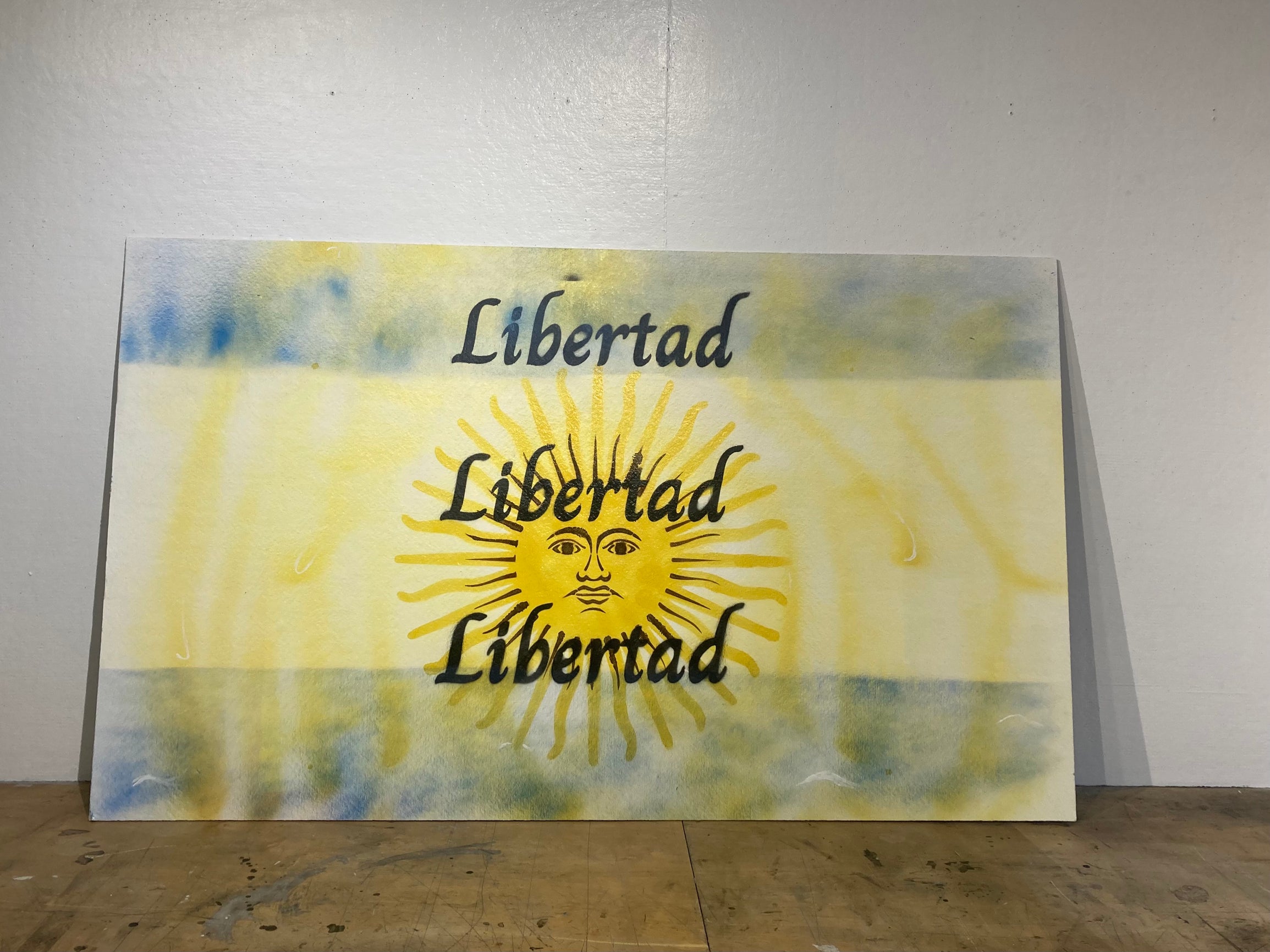 Libertad, 2023 spraypaint on plywood and concrete by Nicolas Dominguez