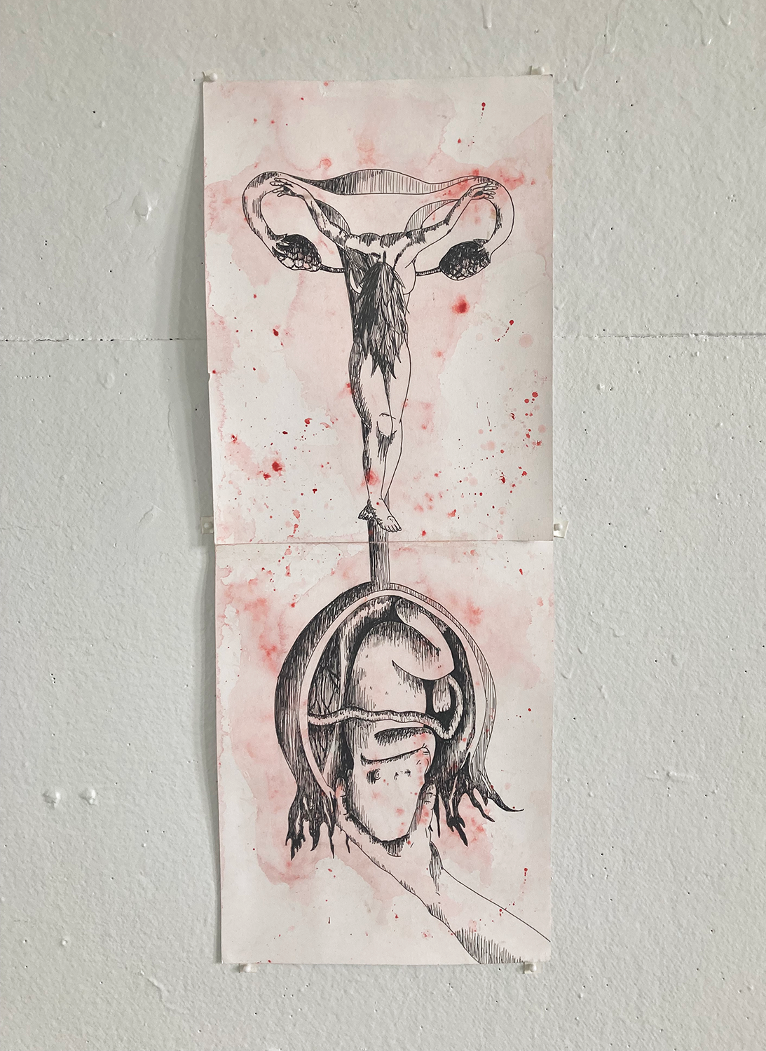 'Sacrifice' (2022) ink drawing by Katie Kirkpatrick
