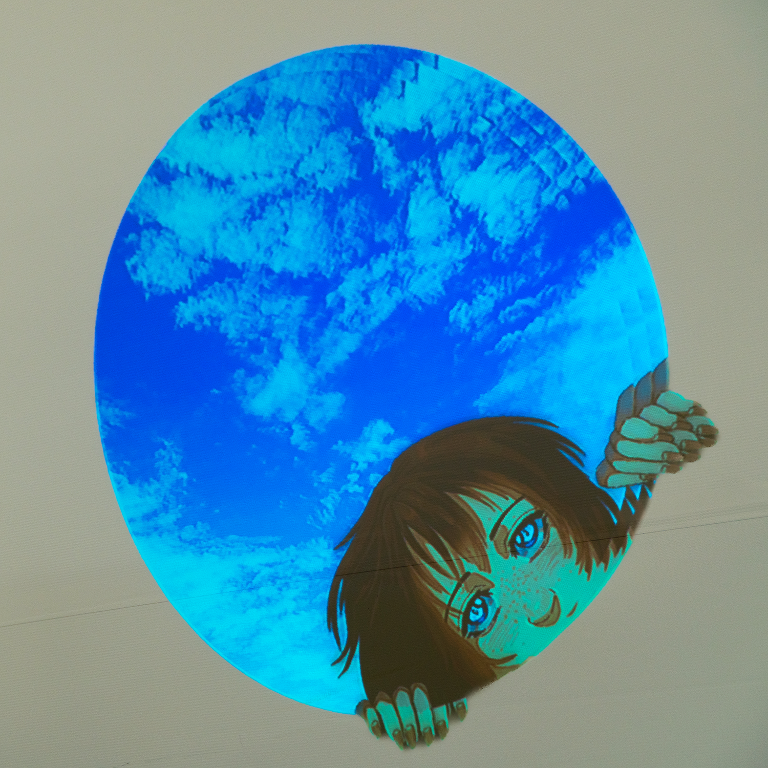 A digital drawing being projected; the work is not AI generated