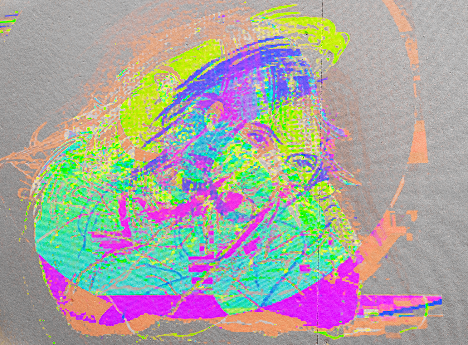 A projection of a digital drawing; the work is not AI generated
