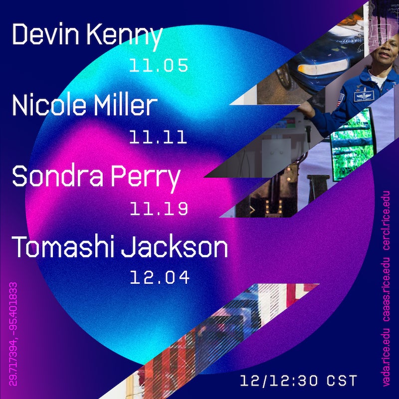 Promotional poster by Poly-mode listing all visiting artists