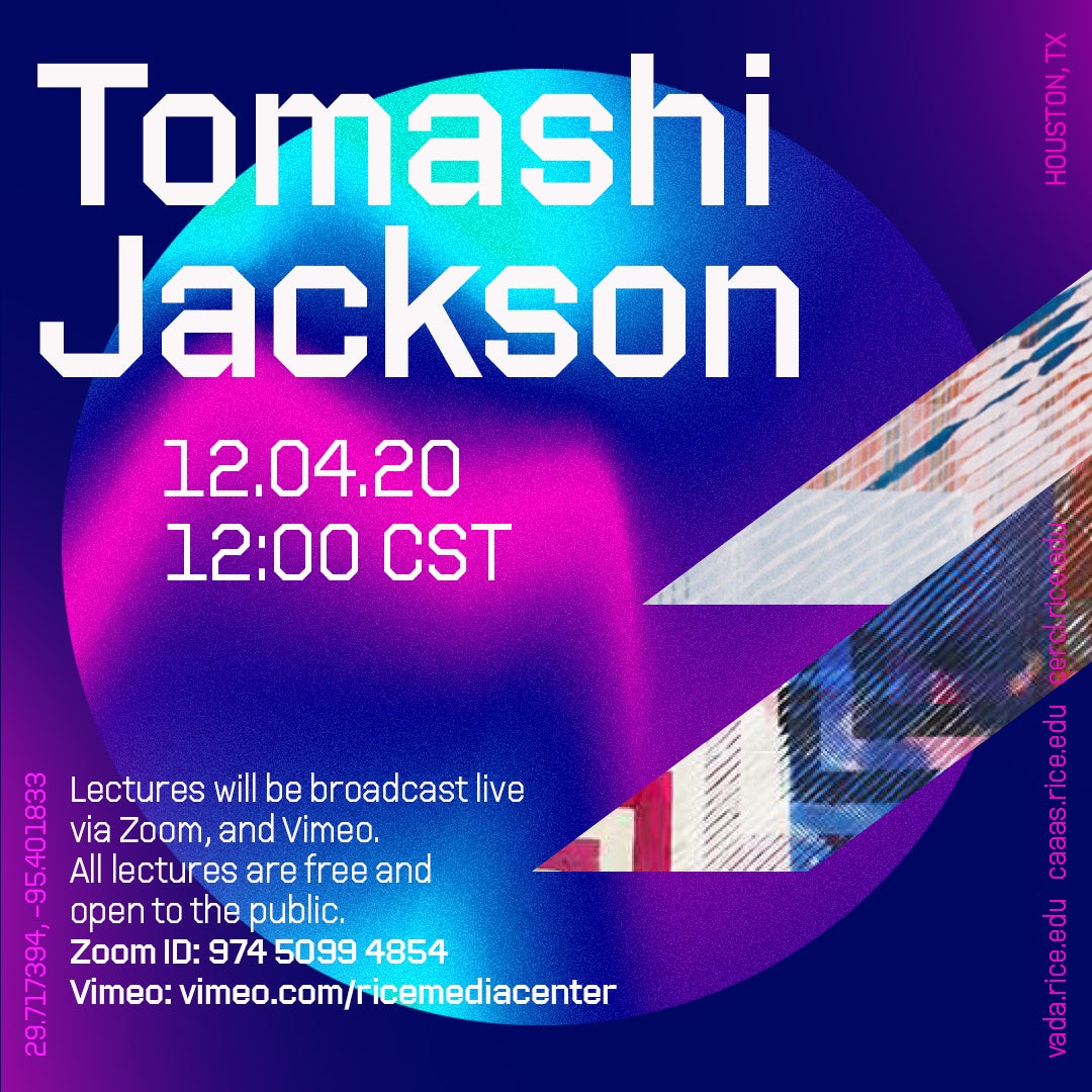Tomashi Jackson poster by Poly-mode for Visiting artist lecture series 