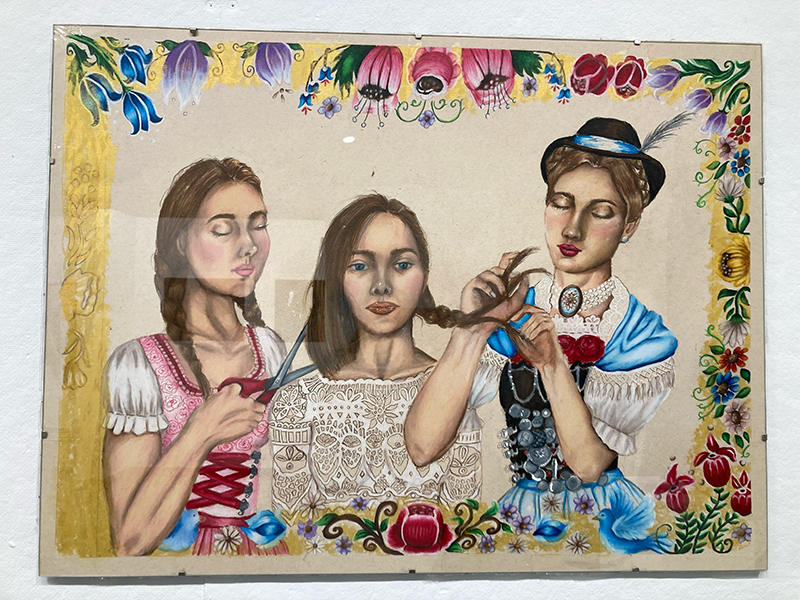 Painting behind plexiglass by Emily Ryan