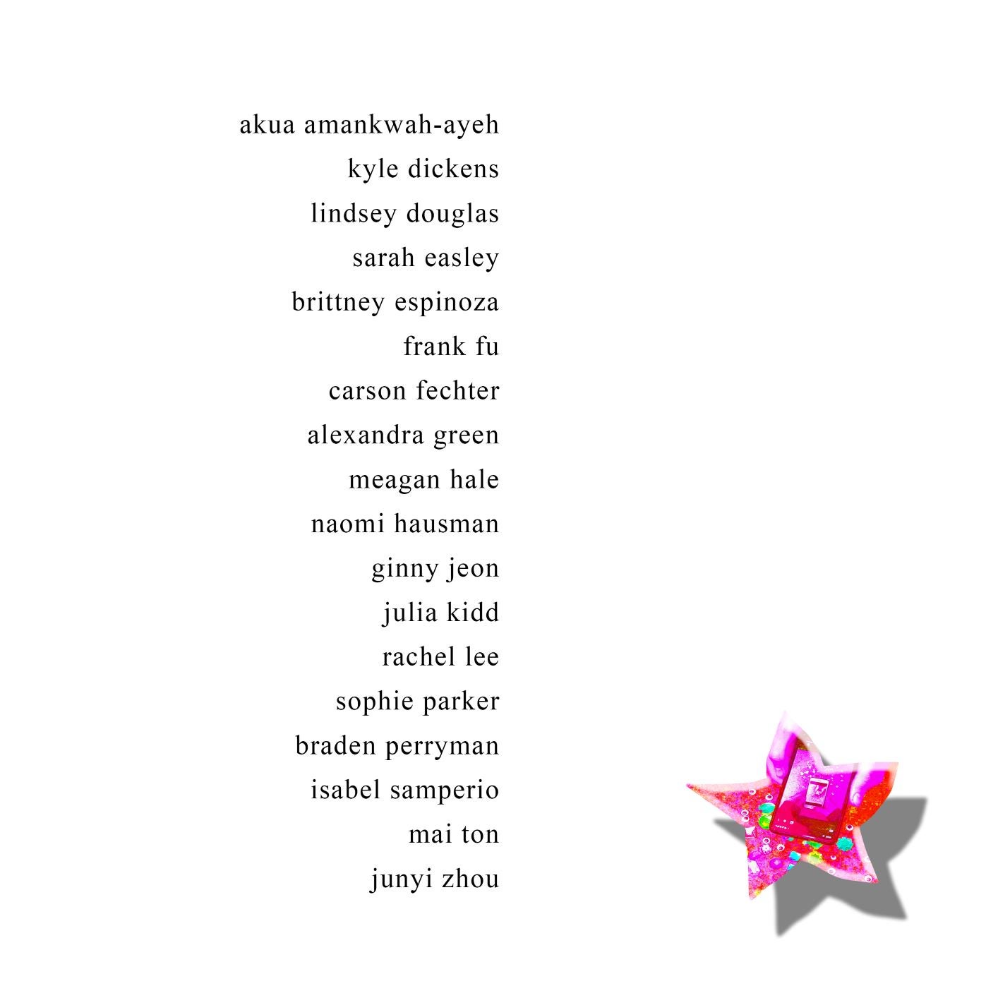 senior show graphic with names